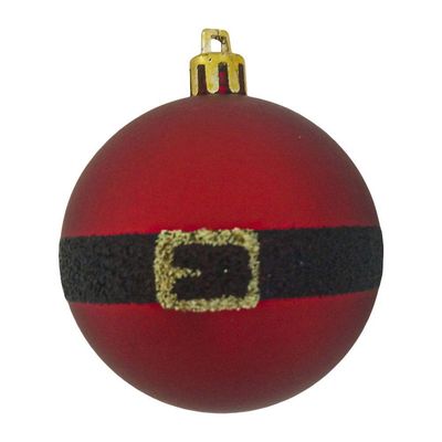 Bola De Natal Vermelha Papai Noel 6cm - 9 Unidades
