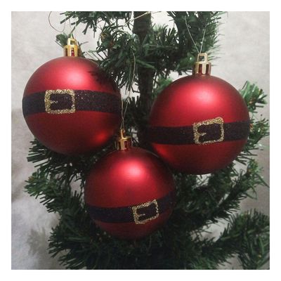 Bola De Natal Vermelha Papai Noel 6cm - 9 Unidades