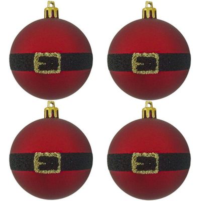 Bola De Natal Vermelha Papai Noel 6cm - 9 Unidades