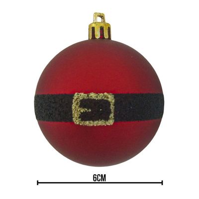 Bola De Natal Vermelha Papai Noel 6cm - 9 Unidades
