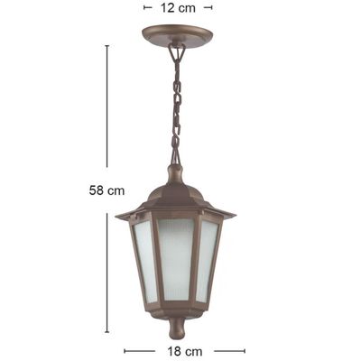 Luminária de Teto Pendente Marrom Colonial com Lente Fosca Polipropileno Dital Linha Grega