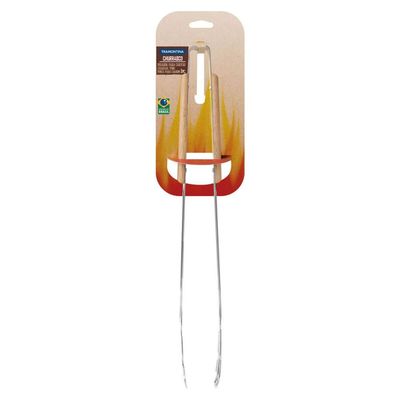 Pegador para Carvão Tramontina Churrasco 47,3cm em Aço Inox e Cabo de Madeira Natural