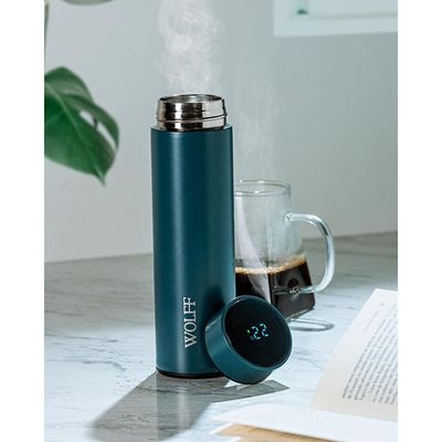 Garrafa Térmica Wolff com Termômetro Led Azul - 500ml Azul