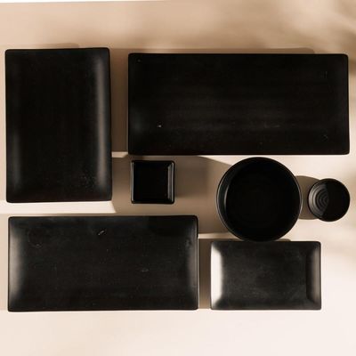 3 Travessas Melamina 17,5x11x2cm Prato Sushi Preto Lyor Tóquio Petiscos