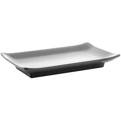 12 Pratos Sushi Travessa Preto Melamina Lyor 17,5x11x2cm Petiscos Tóquio Comida Japonesa