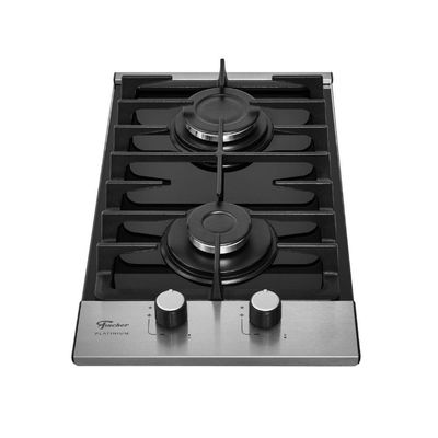 Cooktop A Gás 2 Bocas Platinium Com Trempe De Ferro Fundido Mesa Vidro Fischer Bivolt