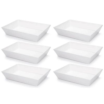 Kit 6 Travessas Brancas 4L Melamina Profissional Haus Concept Restaurante Buffet