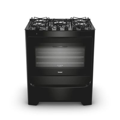 Fogão 5 Bocas Consul CFS5VBE com Mesa de Vidro e Acendimento Automático Preto / Bivolt