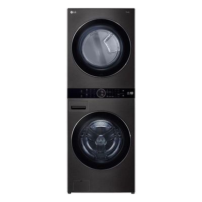 Lavadora e Secadora Elétrica Smart LG WashTower 17kg Aço Escovado Preto com Inteligência Artificial AIDD WK17BS6A 220V