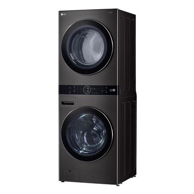 Lavadora e Secadora Elétrica Smart LG WashTower 17kg Aço Escovado Preto com Inteligência Artificial AIDD WK17BS6A 220V