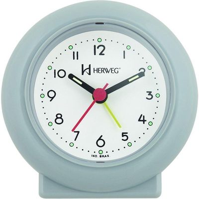 Despertador Analógico Redondo Tradicional Quartz Cinza - Cinza