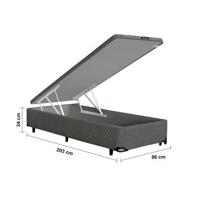 Base Box para Colchão King Size MGA Itaflex Universal com Baú e Pistão à Gás, 34x96x203cm - Grafite Grafite
