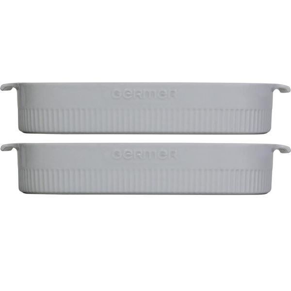 Kit 2 Travessas Refratária Porcelana 36x24cm Branca Germer com Alças Restaurante