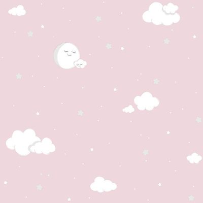 Papel De Parede Lullaby Lua Cheia Rosa 2212 - Rolo 10m X 0,53m