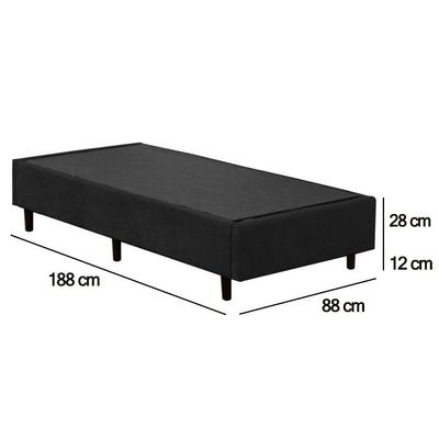 Cama Box Solteiro Suede Serene Preto 88x188x40