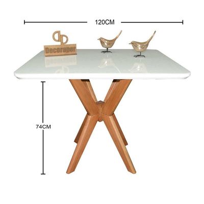 Mesa Jantar Pandora Tampo Retangular Laca Com Vidro 120x70cm Branco
