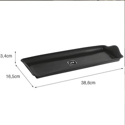 Kit 2 Bandejas Travessa Retangular 38x16cm Servir Plástico Petisqueiras Pretas Uz Utilidades