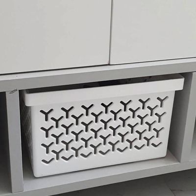 Kit 2 Cestos Organizador Branco Crippa Caixa Média Retangular Closet Escritório Banheiro