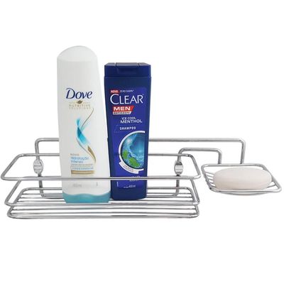Suporte Para Shampoo E Sabonete De Parede Em Aço Cromado