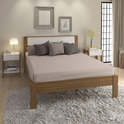 Cama de Casal Amêndoa Branco 146,7x196x92cm MDP Tecnomobili CM8005 até 260kg
