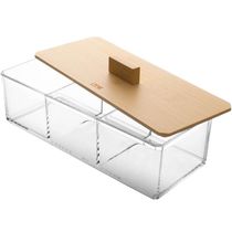 17448468942133 Caixa para Chá Tampa Bambu Lyor My Box 3 Divisórias Organizador de Joias Plástico