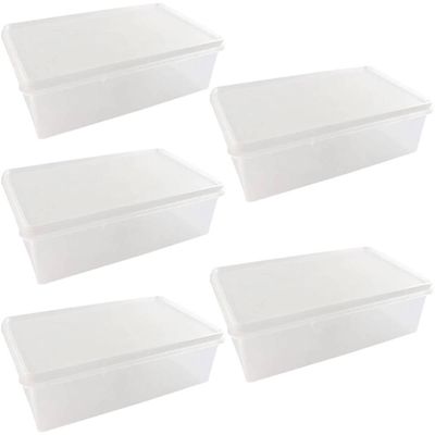 Kit 5 Caixas Organizadoras 3,5L Tampa Hermética Empilhável Plasvale Closet