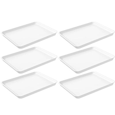 Kit 6 Bandejas Plásticas Brancas 32x23cm Coza Servir Hamburguer Restaurantes Uno