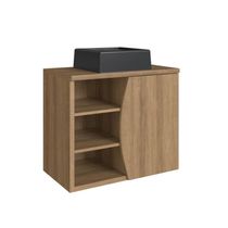 Gabinete Suspenso 70cm Laura Mel Cuba Preta Porta e 2 Prateleiras