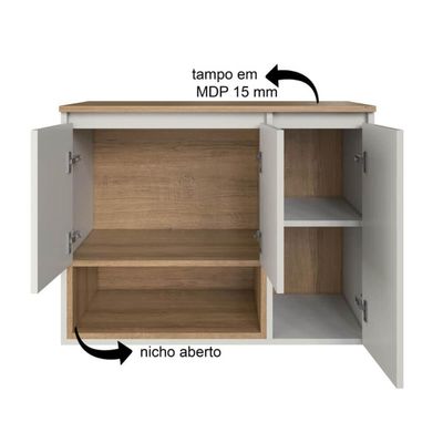 Gabinete Suspenso 80cm Cecília Mel Arenas com Portas E Nicho De Banheiro Sem Cuba