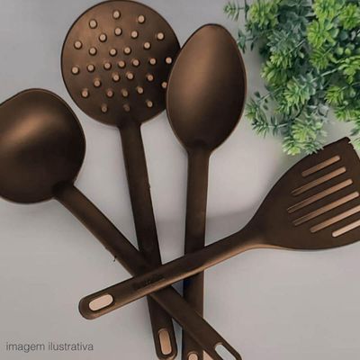Kit 12 Espumadeiras Cozinha Fritura Arroz Escumadeira de Nylon Kitch Crippa Amêndoa