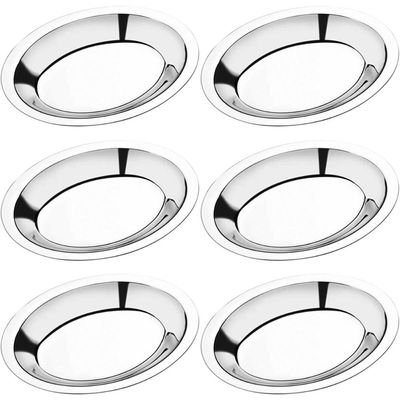 6 Travessas de Inox Ovais para Servir Porções Saladas 20cm Baixelas Fundas Pequenas Hercules