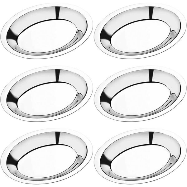 6 Travessas de Inox Ovais para Servir Porções Saladas 20cm Baixelas Fundas Pequenas Hercules