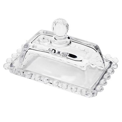 Manteigueira Wolff Pearl em Cristal com Tampa Transparente Transparente