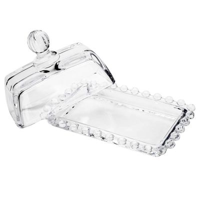 Manteigueira Wolff Pearl em Cristal com Tampa Transparente Transparente