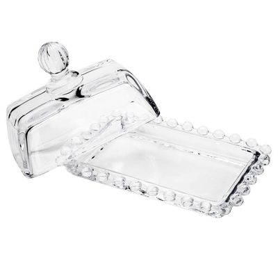 Manteigueira Wolff Pearl em Cristal com Tampa Transparente Transparente