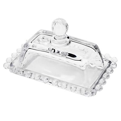 Manteigueira Wolff Pearl em Cristal com Tampa Transparente Transparente