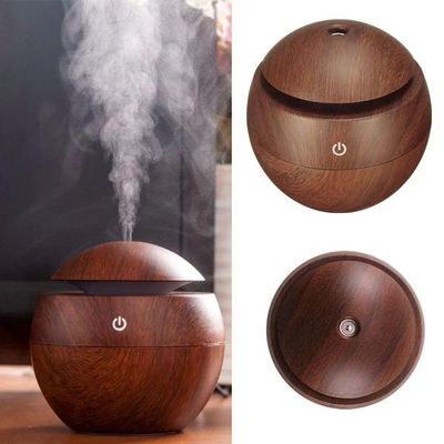 Umidificador Aromatizador Difusor Aromas Eletrico Madeira Usb Led 7 Cores Bolinha Escura