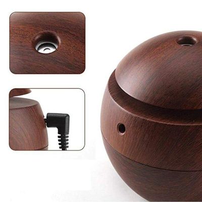 Umidificador Aromatizador Difusor Aromas Eletrico Madeira Usb Led 7 Cores Bolinha Escura