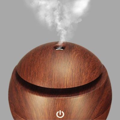 Umidificador Aromatizador Difusor Aromas Eletrico Madeira Usb Led 7 Cores Bolinha Escura