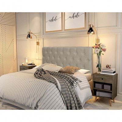 Cabeceira Paris Queen Cama Box Corino Bege