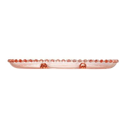 Petisqueira Cristal C-3 Divisões Oval Pearl Rosa 30x15x2cm 28465 - Wolff