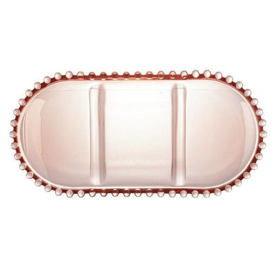 Petisqueira Cristal C-3 Divisões Oval Pearl Rosa 30x15x2cm 28465 - Wolff