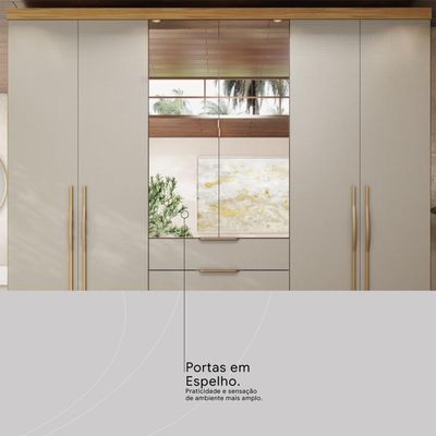 Guarda Roupa Casal 6 Portas Com Espelho E 4 Gavetas Giardino Prime Tx Amêndola Touch-nude