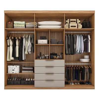Guarda Roupa Casal 6 Portas Com Espelho E 4 Gavetas Giardino Prime Tx Amêndola Touch-nude