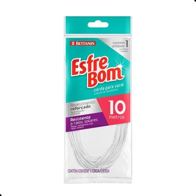 Kit Corda Varal 10m + Prendedor De Roupas 12 Peças Esfrebom
