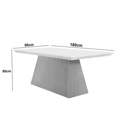 Mesa Sala De Jantar Aida 180cm Em Mdf E Vidro Com Canto Copo