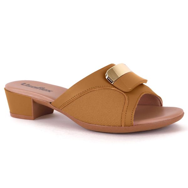 Tamanco Feminino Salto Bloco Fivela Tan Usaflex MM0802 40