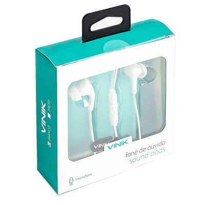 Fone De Ouvido Sound Pods Branco Com Microfone Cabo 1.2m
