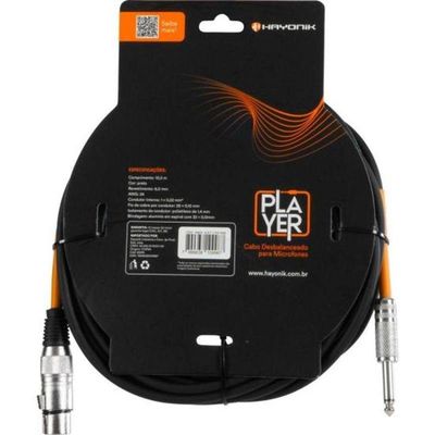 Cabo Para Microfone Player Xlr(f) X P10 10m Preto Hayonik