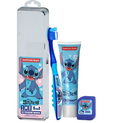 KIT PREMIUM INFANTIL 3EM1 STITCH - ROSA/AZUL - DENTALCLEAN
